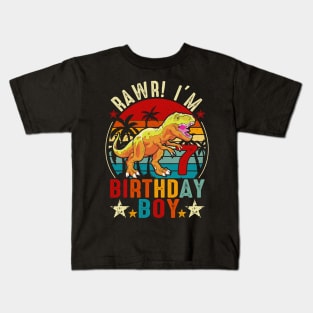 Kids 7 Rex 7th Birthday Shirt 7 Dinosaur 7 Year Old Kids T-Shirt